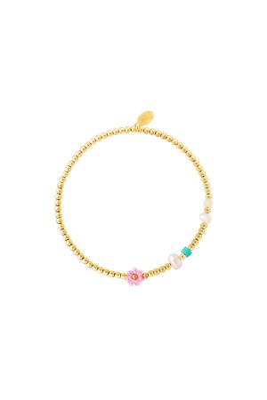 Bracelet En Acier Inoxydable Fleur Rouge h5