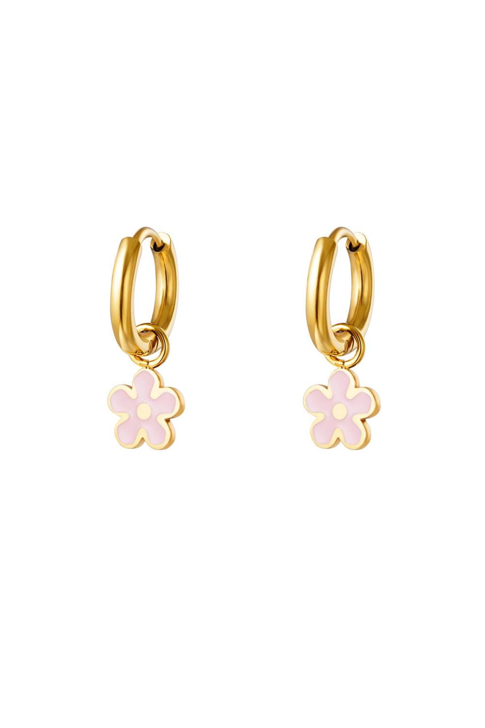 Boucles D'Oreilles En Acier Inoxydable Avec Fleurs Colorées 