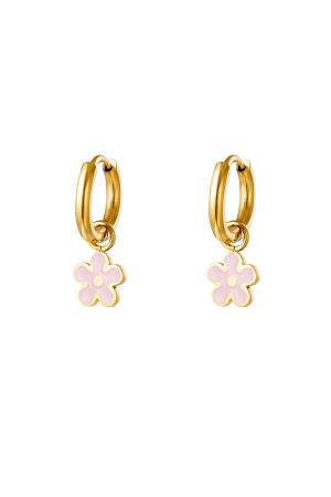 Boucles D'Oreilles En Acier Inoxydable Avec Fleurs Colorées h5 