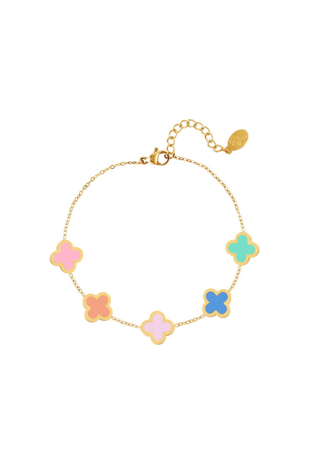 Bracelet Trèfles Multicolores Acier Inoxydable 