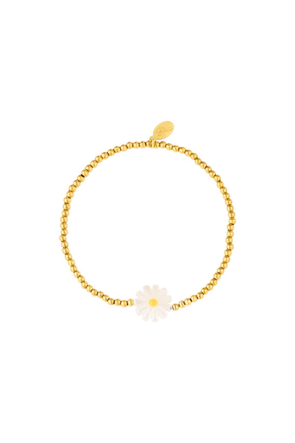Bracelet Marguerite Couleur Or Acier Inoxydable 