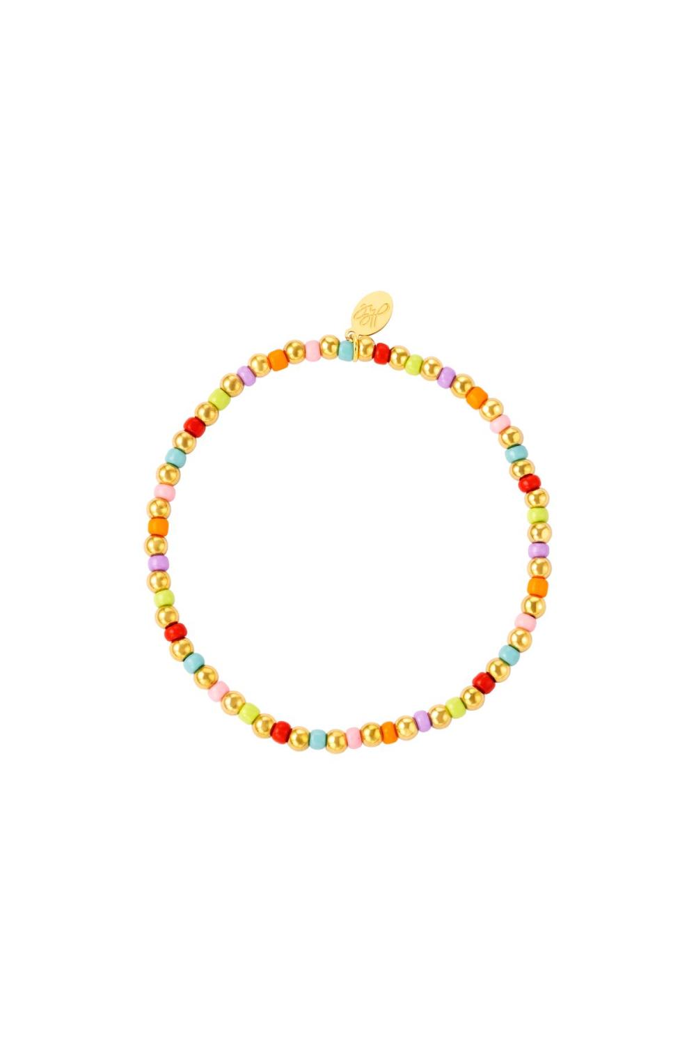 Bracelet Perles Colorées Et Dorées Multicouleur Acier Inoxydable 