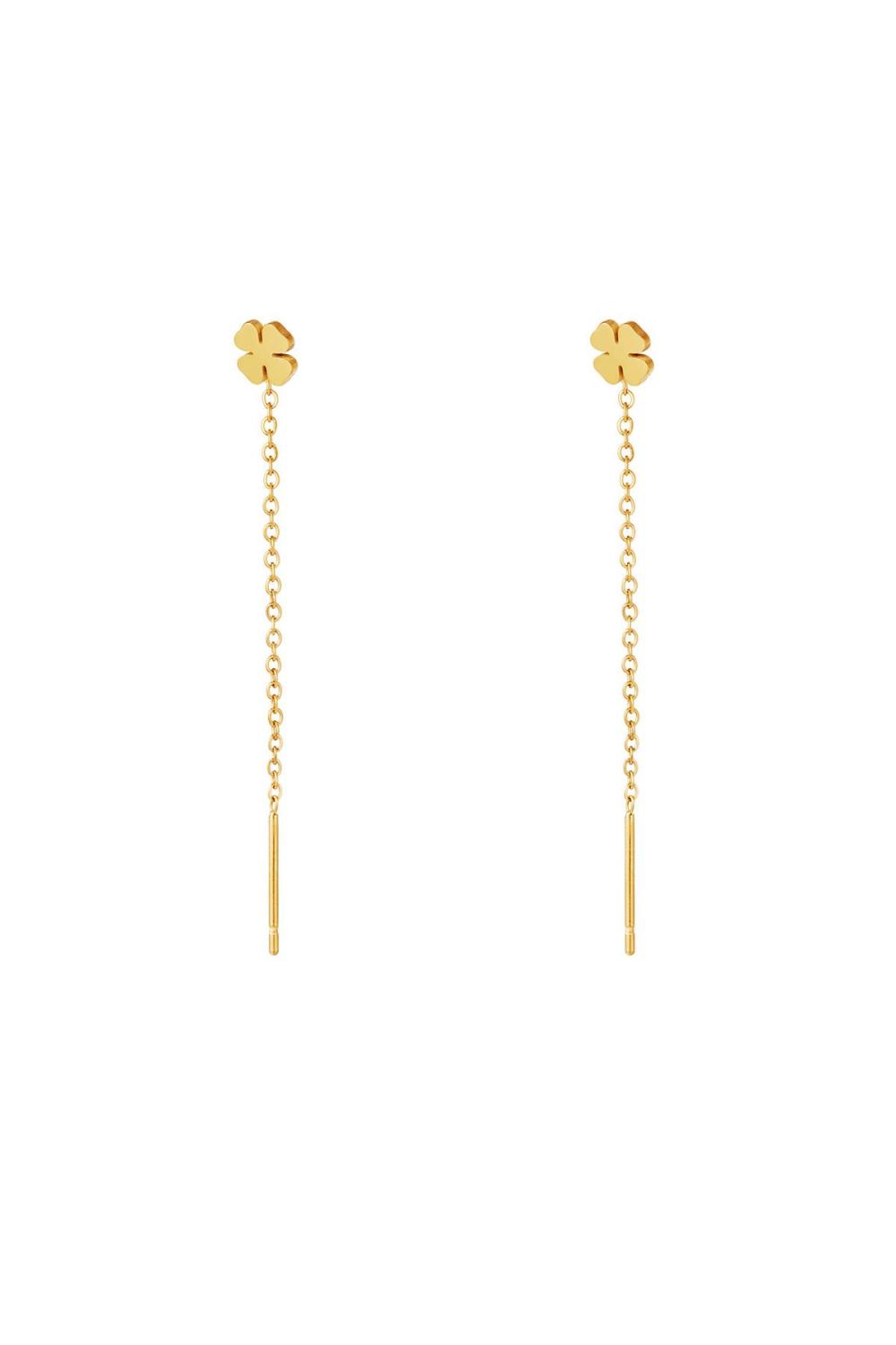 Boucles D'oreilles Chaîne En Acier Inoxydable Trèfle 