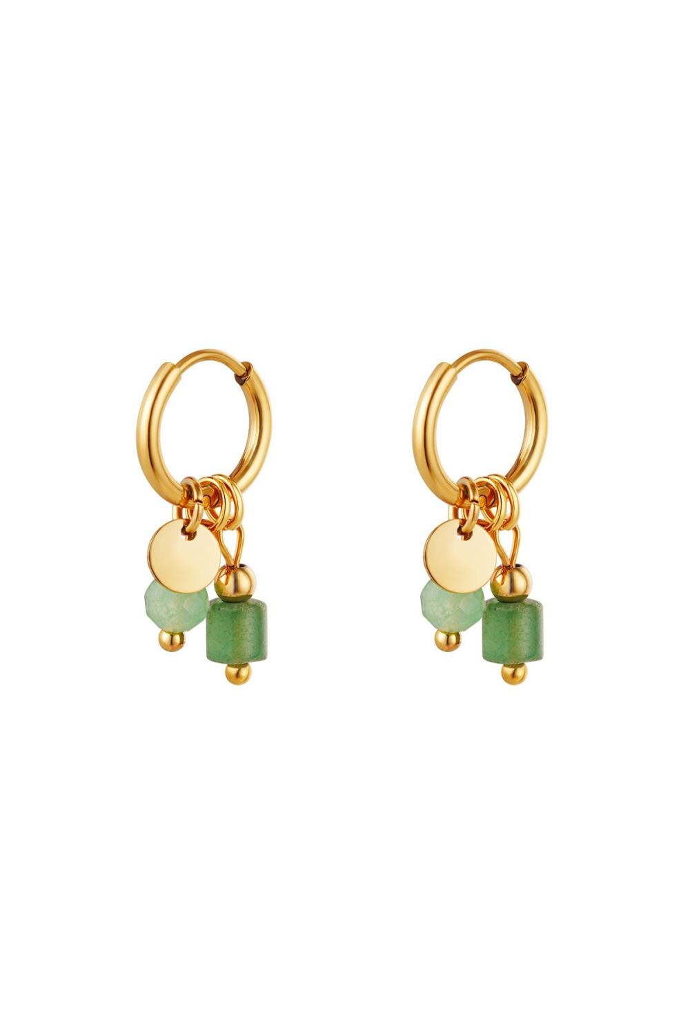 Boucles D'oreilles Charm En Acier Inoxydable Doré Vert 