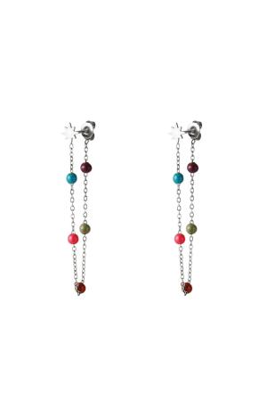 Boucle D'oreille Étoile Avec Boules Colorées Argenté Acier Inoxydable h5