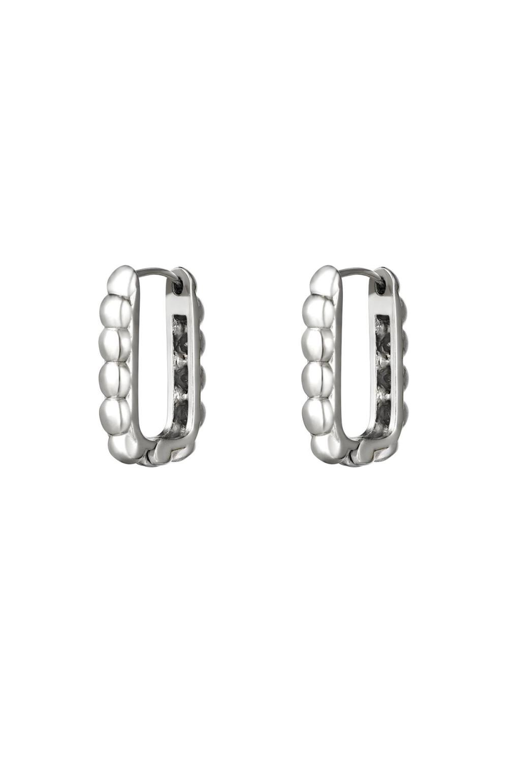 Boucles D'oreilles Rectangles Avec Bulles Argenté Acier Inoxydable