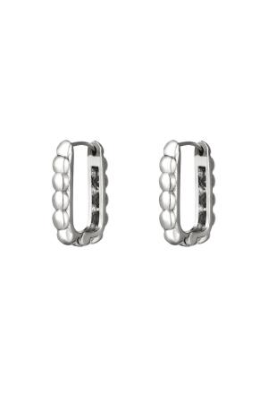 Boucles D'oreilles Rectangles Avec Bulles Argenté Acier Inoxydable h5