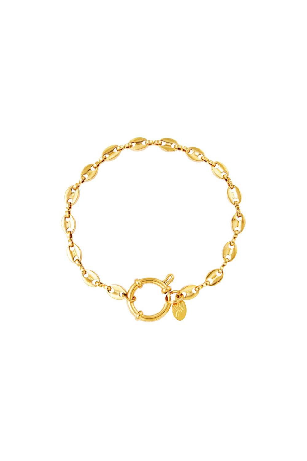 Bracelet À Maillons En Acier Inoxydable Couleur Or 