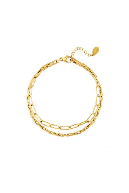 bracelet double en acier inoxydable couleur or