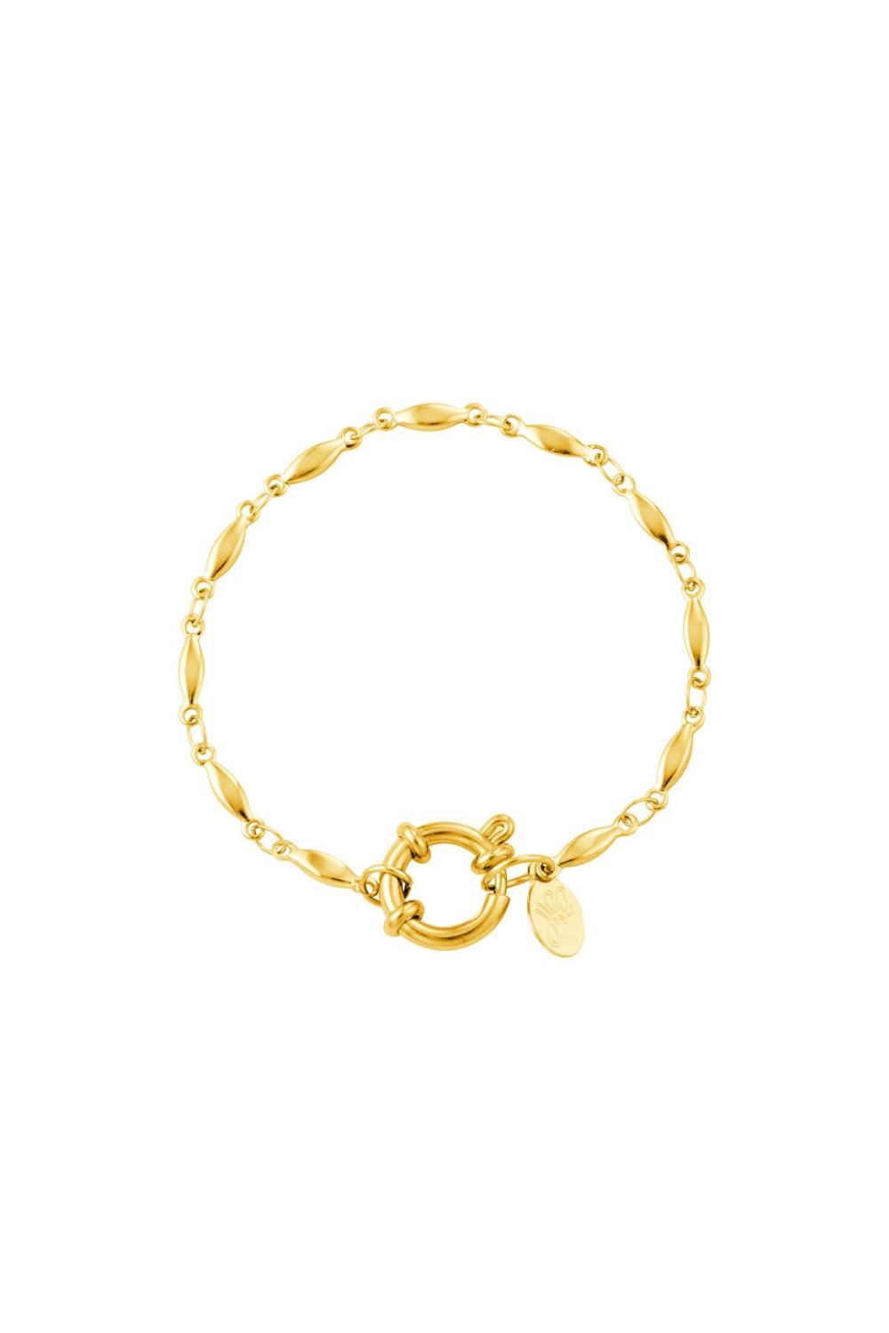 Bracelet Chaîne Ovale Couleur Or Acier Inoxydable