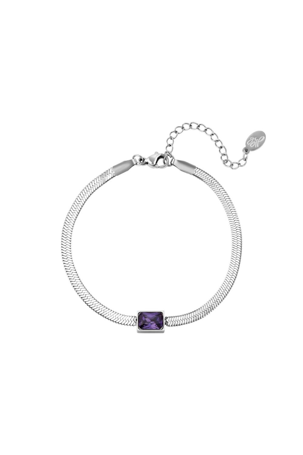 Bracelet En Acier Inoxydable Charm Carré Vert & Couleur Or 