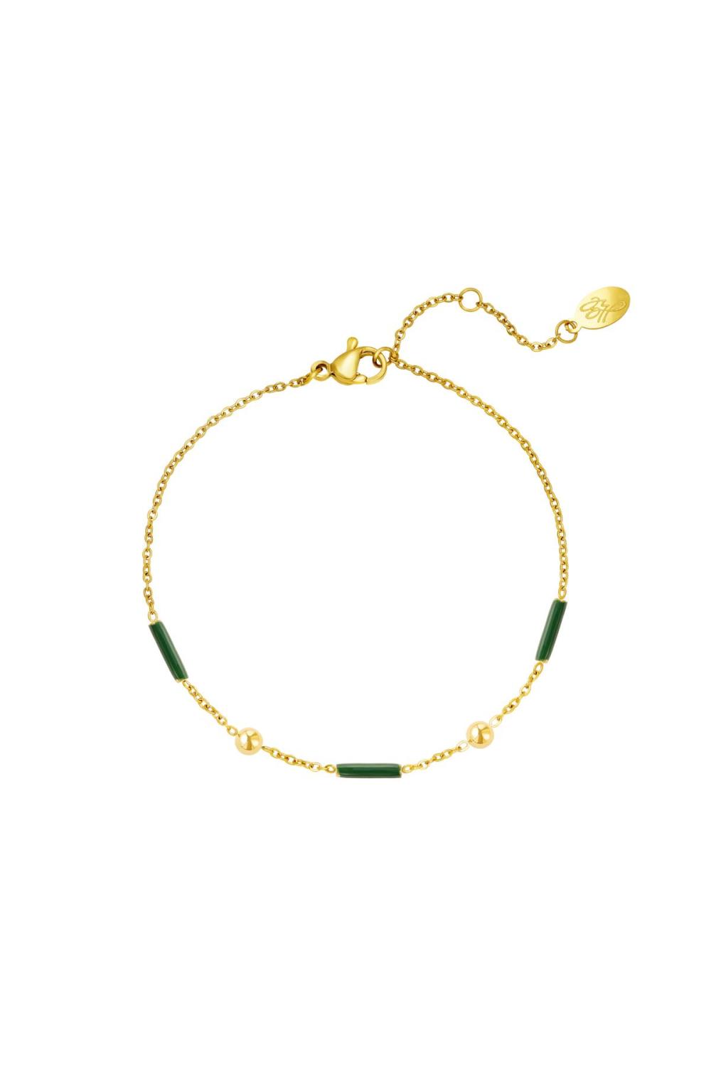Bracelet En Acier Inoxydable Avec Barres Vert