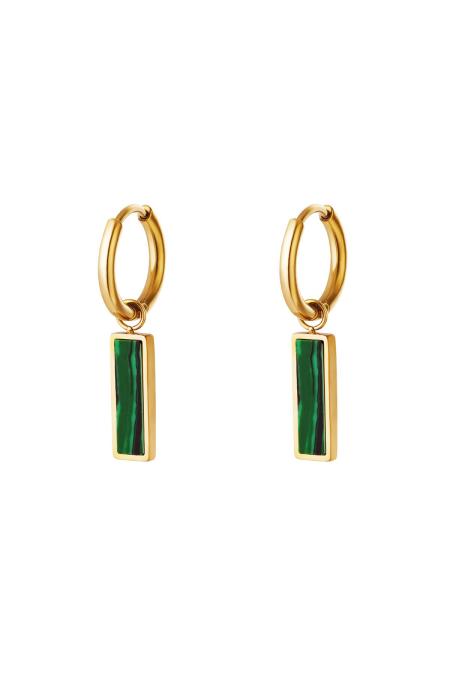 Boucles d'oreilles barre verte Acier inoxydable