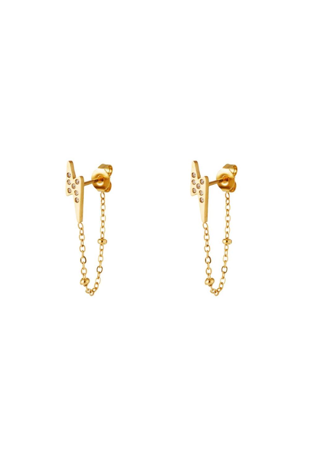 Boucles D'oreilles Lightning Bolt Avec Zirkons Acier Inoxydable
