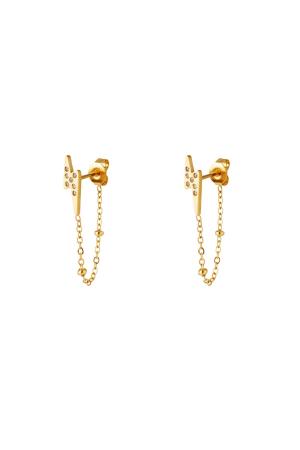 Boucles D'oreilles Lightning Bolt Avec Zirkons Acier Inoxydable h5