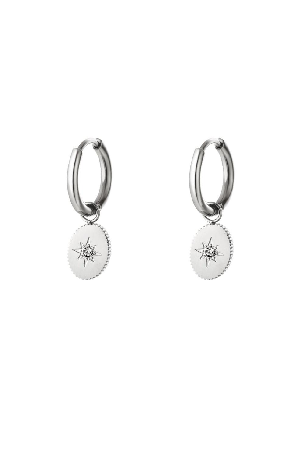 Boucles D'oreilles Étoile Avec Zircon Argenté Acier Inoxydable 