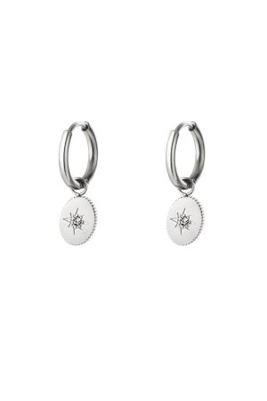 Boucles D'oreilles Étoile Avec Zircon Argenté Acier Inoxydable h5 