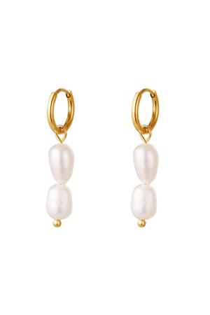 Boucles D'oreilles Doubles Perles Acier Inoxydable h5 