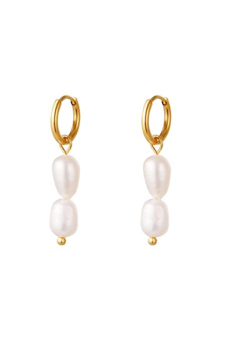 Boucles d'oreilles Doubles Perles Acier inoxydable