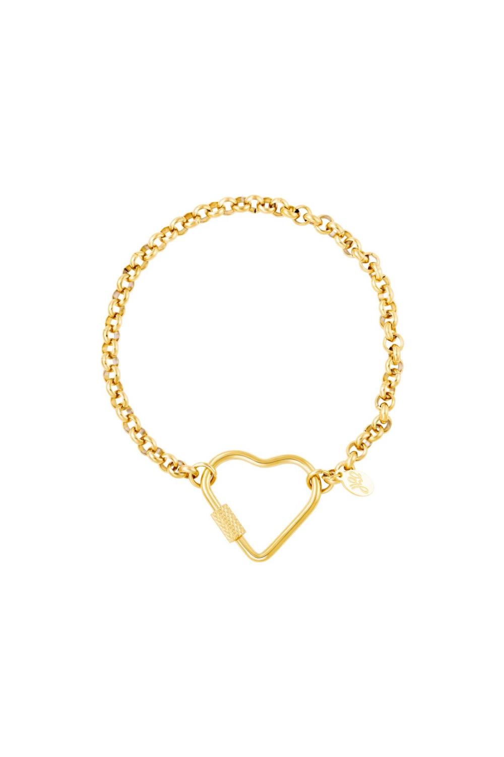 Bracelet Coeur En Acier Inoxydable Couleur Or