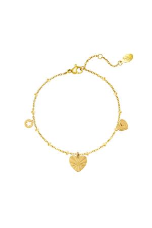 Bracelet En Acier Inoxydable Avec Pièces Coeur Couleur Or h5 
