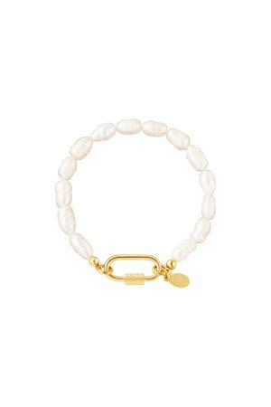 Bracelet De Perles Avec Fermeture Ovale Couleur Or h5