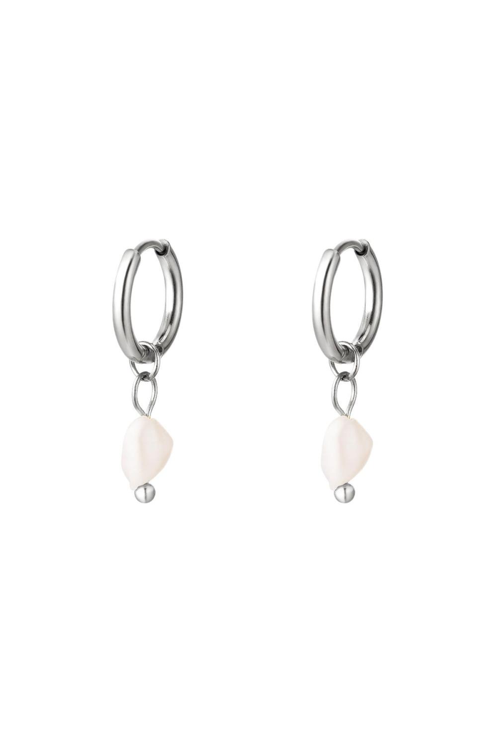 Boucles D'oreilles Perle D'eau Douce Argenté Acier Inoxydable 