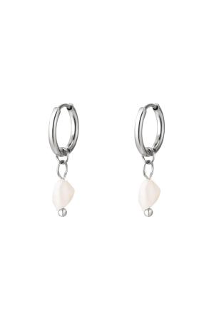 Boucles D'oreilles Perle D'eau Douce Argenté Acier Inoxydable h5 