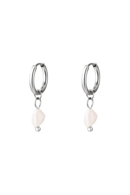 Boucles D'oreilles Perle D'eau Douce Argenté Acier Inoxydable