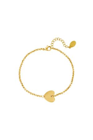 Bracelet Avec Breloque Coeur Couleur Or Acier Inoxydable h5