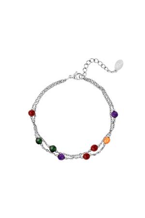 Bracelet En Acier Inoxydable Avec Pierres Colorées Argenté h5