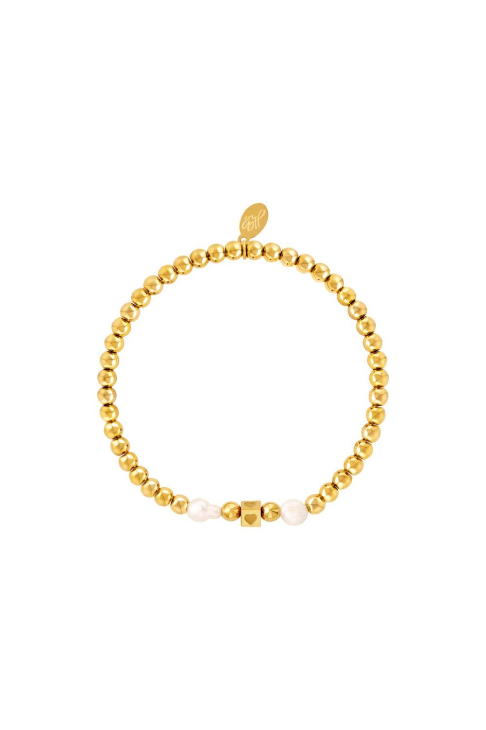 Bracelet Perles Avec Perles Couleur Or Acier Inoxydable