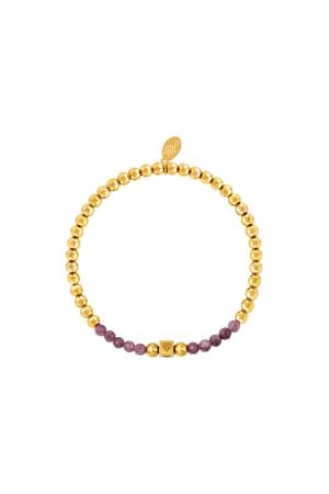 Bracelet De Perles En Acier Inoxydable Avec Pierres Violet h5