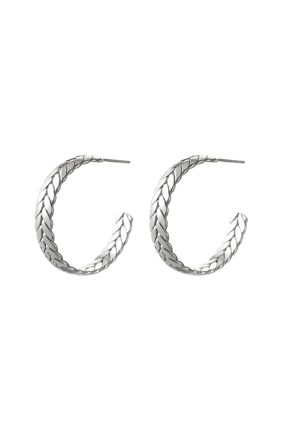 Boucles D'oreilles Tressées Argenté Acier Inoxydable
