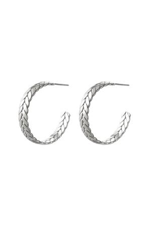 Boucles D'oreilles Tressées Argenté Acier Inoxydable h5