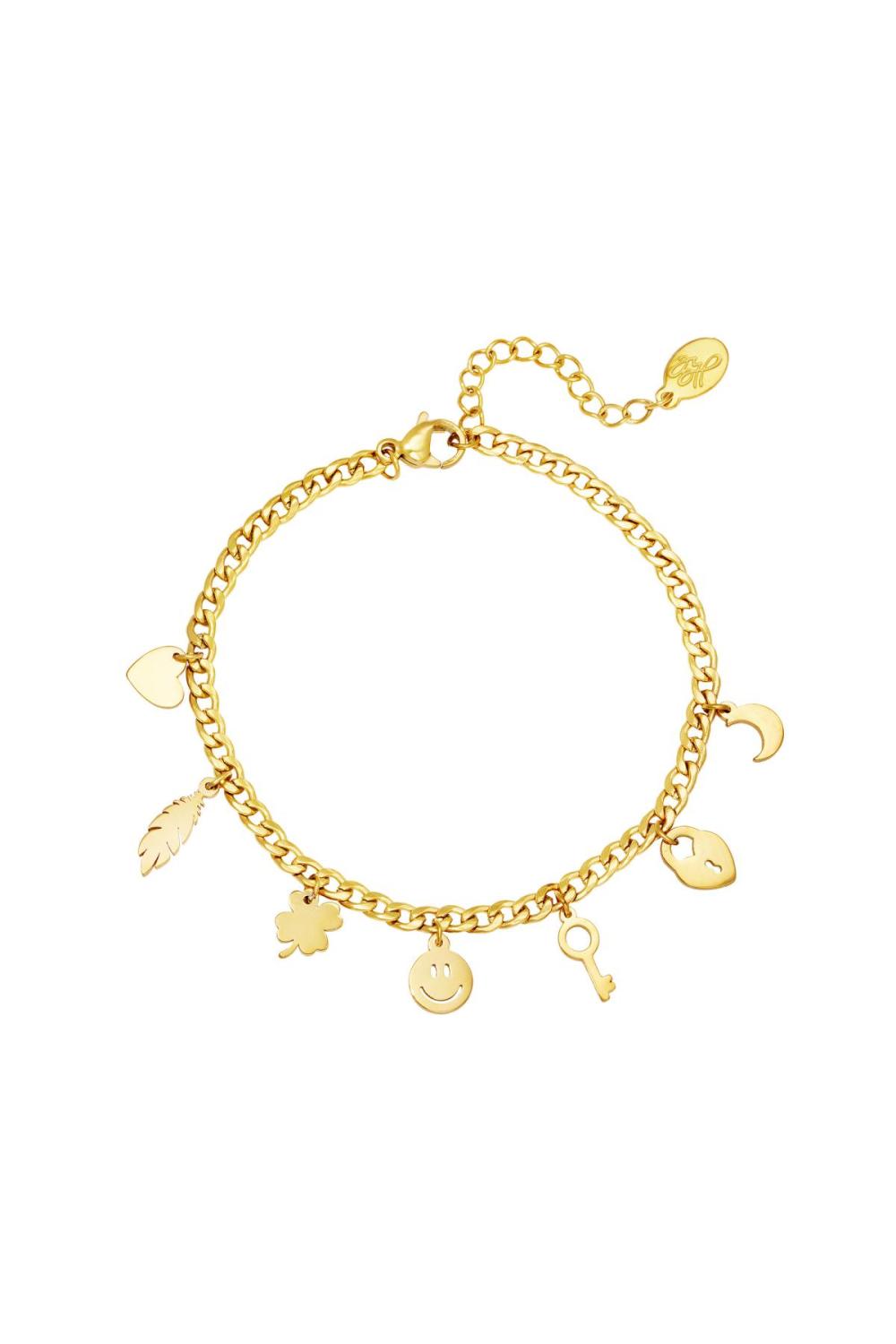 Bracelet À Breloques En Acier Inoxydable Couleur Or