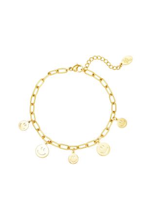 Bracelet Multiple Smileys Couleur Or Acier Inoxydable h5 