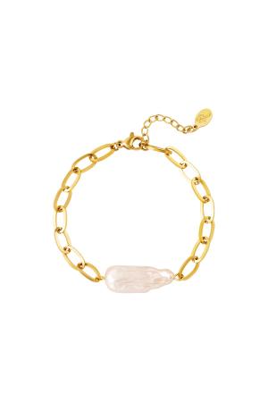 Bracelet En Acier Inoxydable Avec Grosse Perle Couleur Or h5