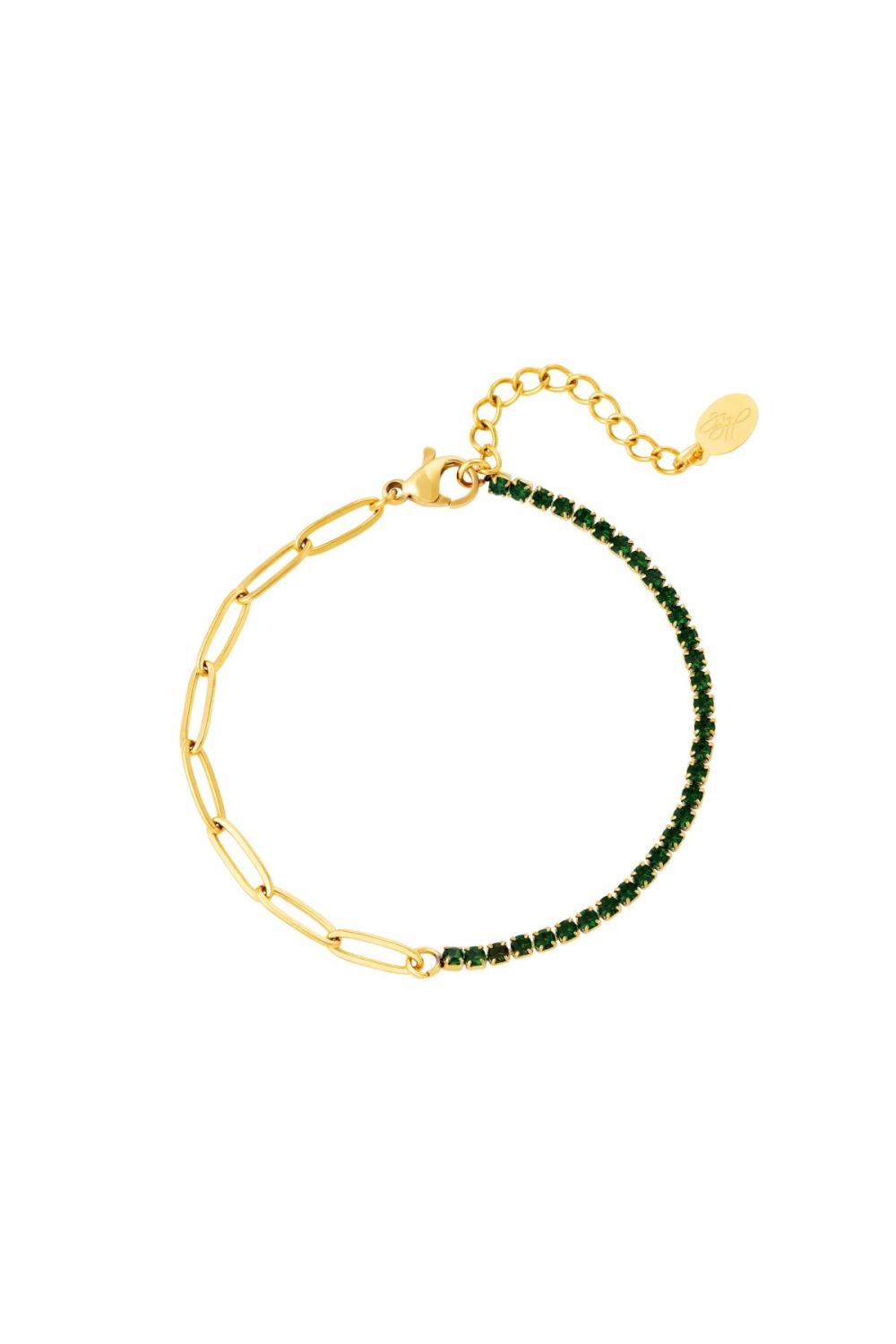 Bracelet Chaîne Zircon Petit Vert Acier Inoxydable 