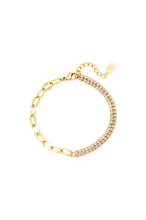 Bracelet Zircon Et Chaîne Couleur Or Acier Inoxydable h5