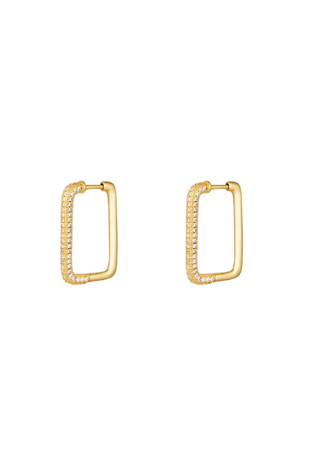 Boucles D'oreilles Rectangle Zircon Cuivré 