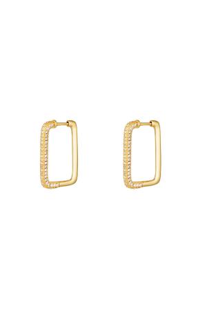 Boucles D'oreilles Rectangle Zircon Cuivré h5 
