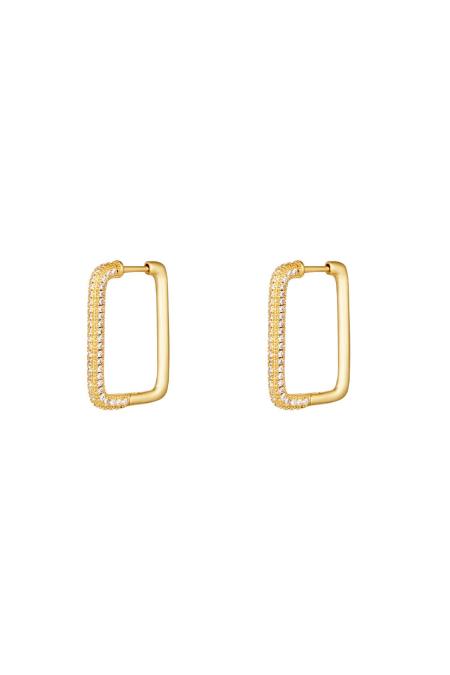 Boucles d'oreilles rectangle zircon Cuivré