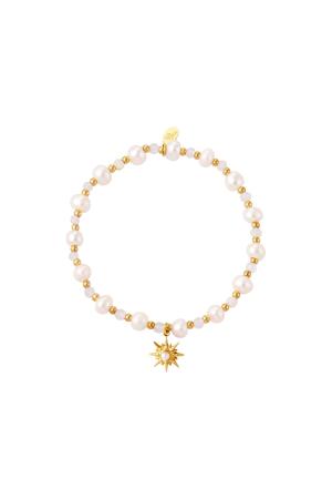 Bracelet Perle Avec Pendentif Étoile Couleur Or Acier Inoxydable h5