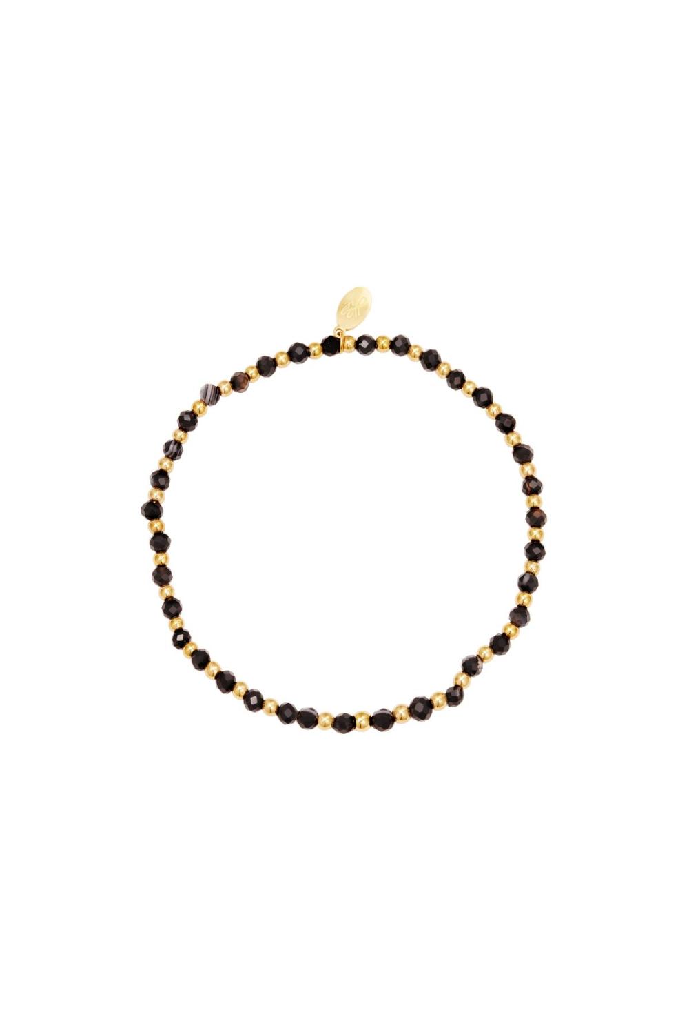 Bracelet Perles Colorées Noir Agate