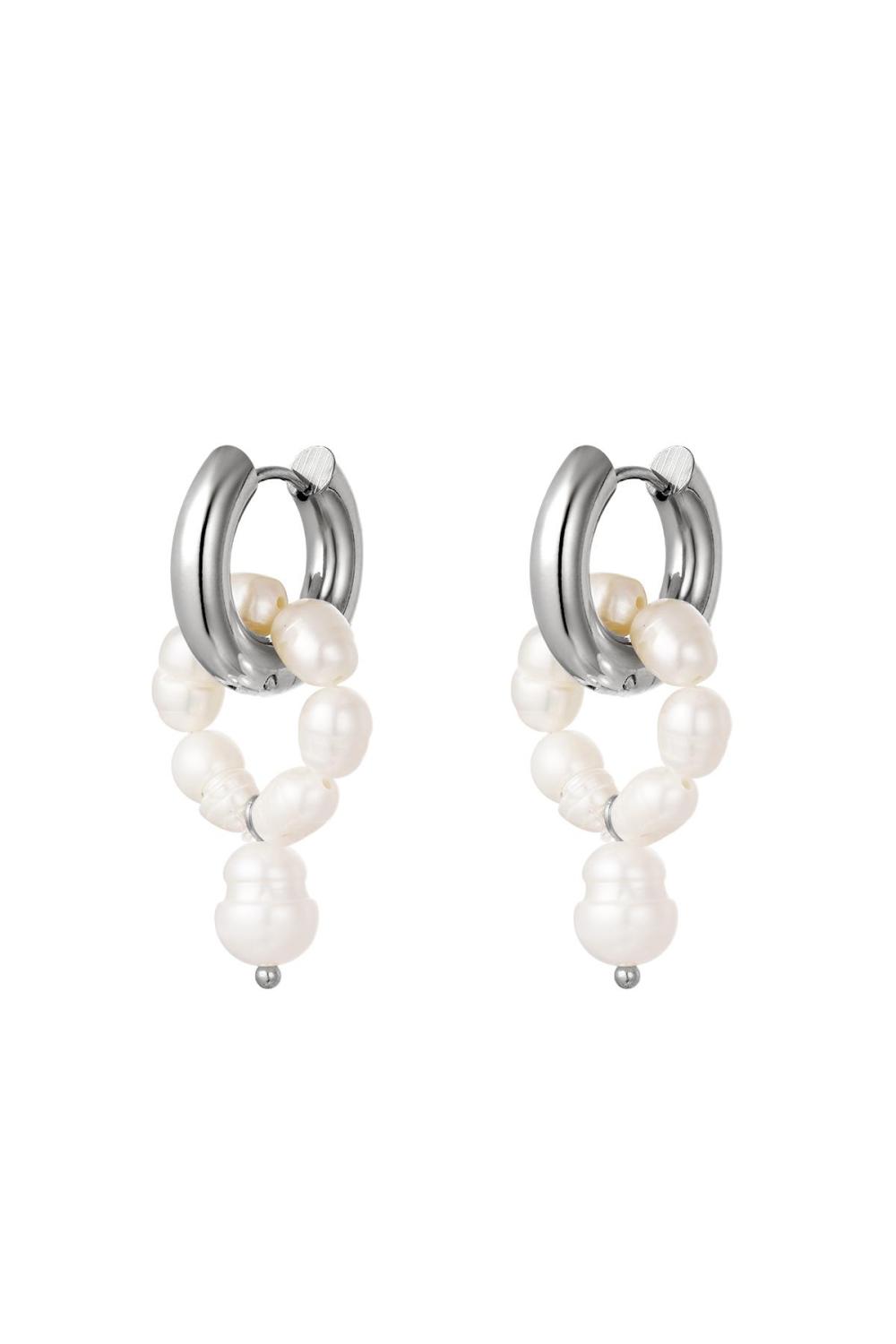 Boucles D'oreilles Perles En Acier Inoxydable Argenté