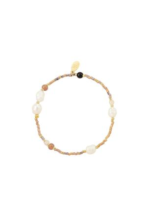 Bracelet Perlé Avec Perles Beige Acier Inoxydable h5 
