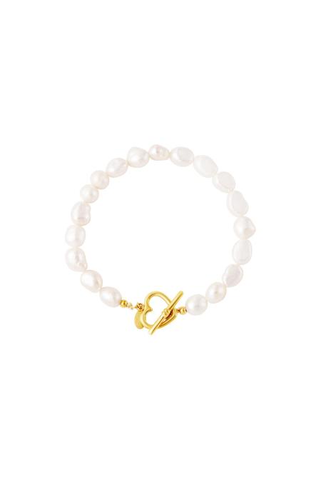 Bracelet perle fermeture coeur Couleur or Acier inoxydable