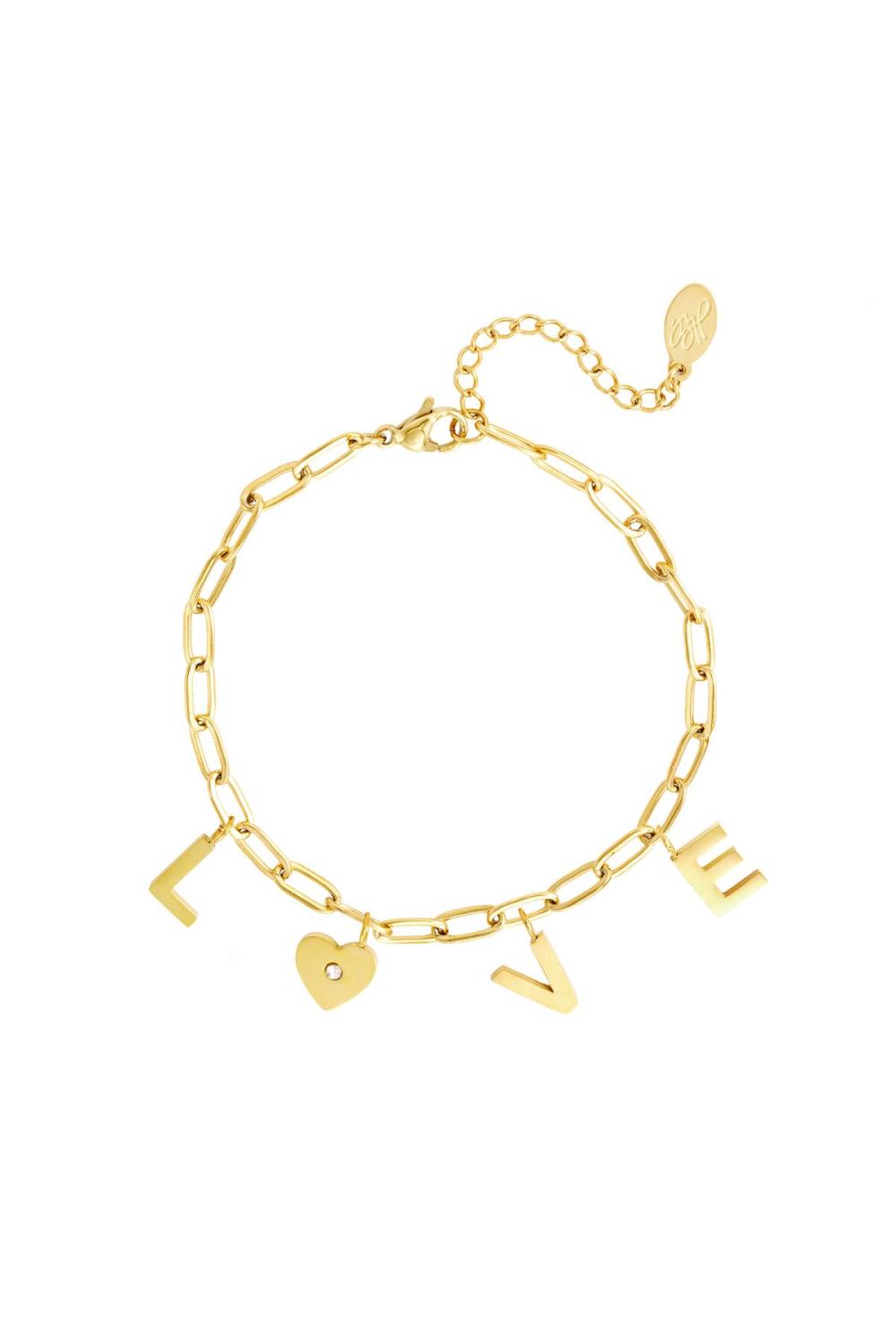 Bracelet Coeur D'amour Couleur Or Acier Inoxydable
