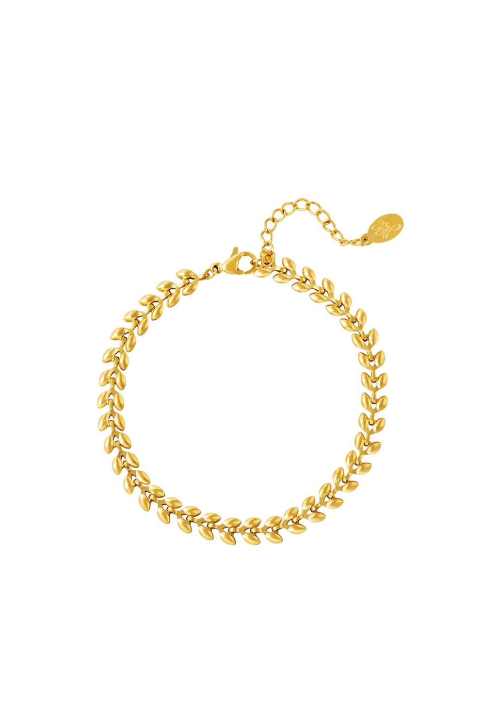 Feuilles De Bracelet Couleur Or Acier Inoxydable 